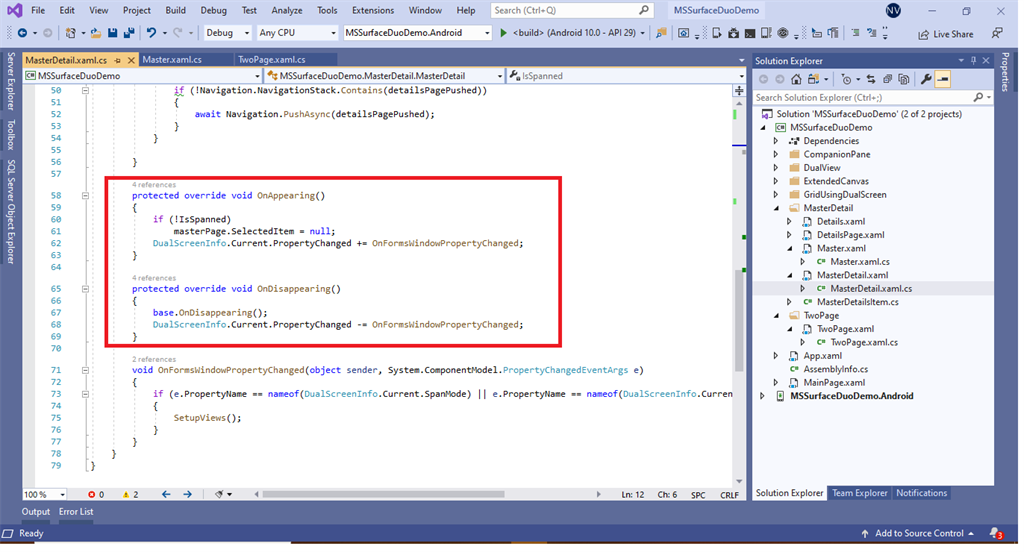 Handle dual screen info changed property